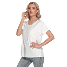 Load image into Gallery viewer, Just White Loose V-neck Short Sleeve T-shirt