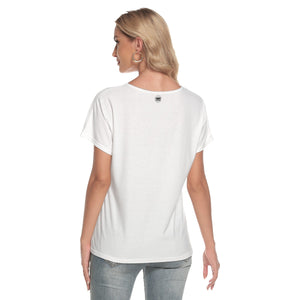 Just White Loose V-neck Short Sleeve T-shirt