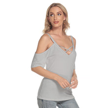 Carica l'immagine nel visualizzatore di Gallery, Grise Cold Shoulder T-shirt With Criss Cross Strips
