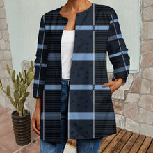 Cargar imagen en el visor de la galería, Indigo Plaid Faux Sweater Cardigan