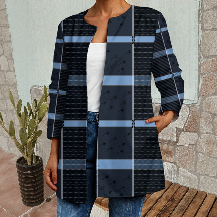 Indigo Plaid Faux Sweater Cardigan