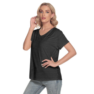 Multi-Dots Loose V-neck Short Sleeve T-shirt