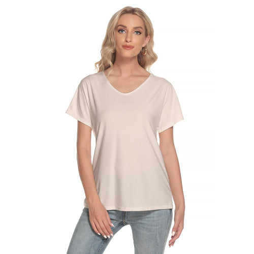 Blush Loose V-neck Short Sleeve T-shirt
