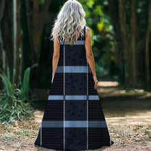 Load image into Gallery viewer, Indigo Plaid Sleeveless Maxi Dress