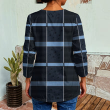 Cargar imagen en el visor de la galería, Indigo Plaid Faux Sweater Cardigan