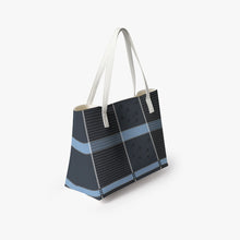 Cargar imagen en el visor de la galería, Indigo Plaid PU Leather Tote Bag