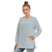 Load image into Gallery viewer, Metallic Silver Side Split O-neck Sweatshirt