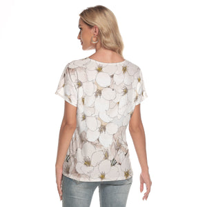 Gardenia Loose V-neck Short Sleeve T-shirt