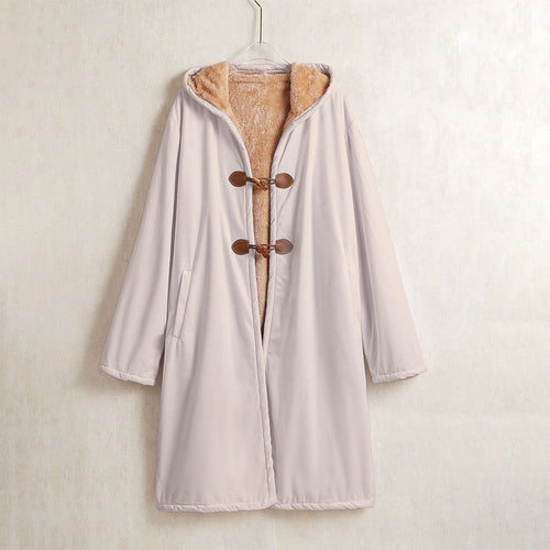Blush Uni-sex Horn Button Long Fleece Windbreaker