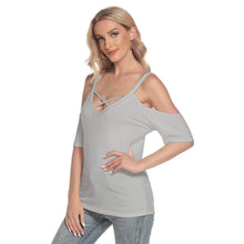 Carica l'immagine nel visualizzatore di Gallery, Grise Cold Shoulder T-shirt With Criss Cross Strips