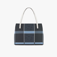 Cargar imagen en el visor de la galería, Indigo Plaid PU Leather Tote Bag