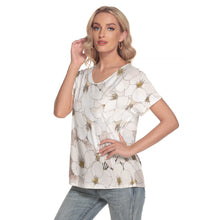 Load image into Gallery viewer, Gardenia Loose V-neck Short Sleeve T-shirt