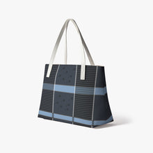 Cargar imagen en el visor de la galería, Indigo Plaid PU Leather Tote Bag