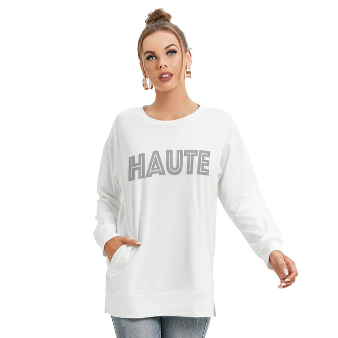 Haute in White Sweatshirt