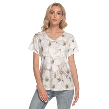 Load image into Gallery viewer, Gardenia Loose V-neck Short Sleeve T-shirt