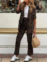 Charger l&#39;image dans la galerie, Brown Leopard Blazer and Pants Set