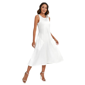 Just White Sleeveless Dress With Diagonal Pocket