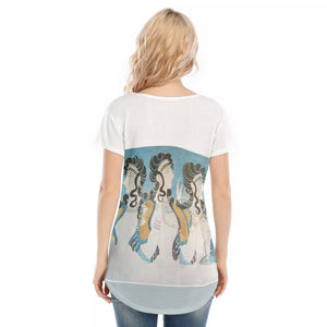 3 Minoan Ladies V-neck Short Sleeve T-shirt