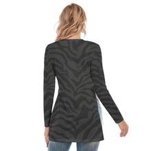 Load image into Gallery viewer, Midnight Zebra Side Split Fitted Long T-shirt