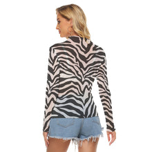Load image into Gallery viewer, Zebra Long Sleeve Mesh Blouse