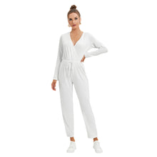 Load image into Gallery viewer, Just White V-neck High Waist Jumpsuit
