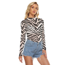 Load image into Gallery viewer, Zebra Long Sleeve Mesh Blouse