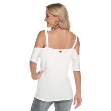 Load image into Gallery viewer, Just White Cold Shoulder T-shirt With Criss Cross Strips