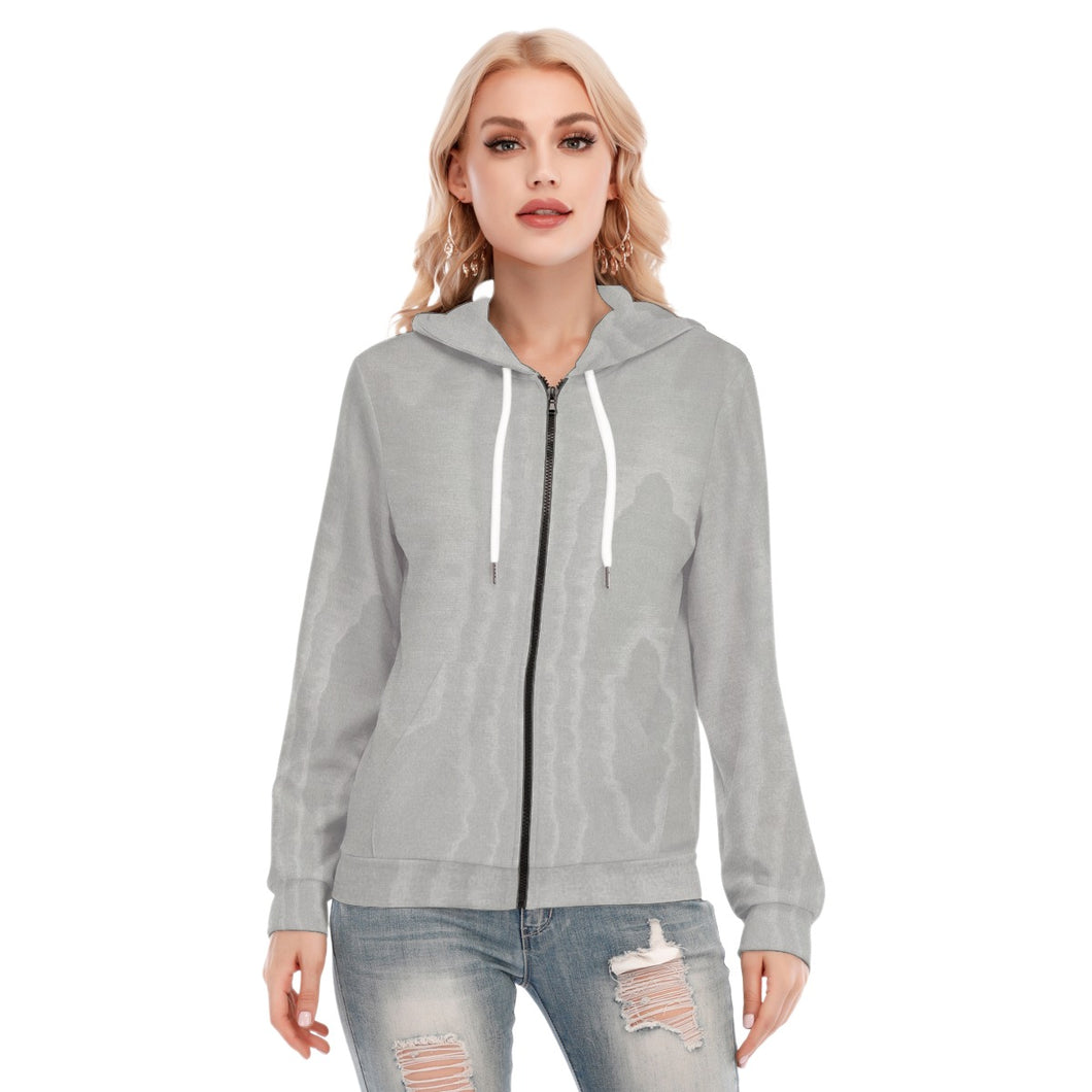 Silver Moire Hoodie With Zipper