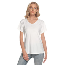 Load image into Gallery viewer, Just White Loose V-neck Short Sleeve T-shirt