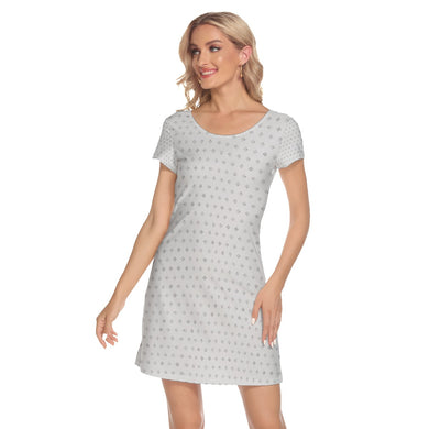 Mercury Pattern Short Sleeve O-neck Dress