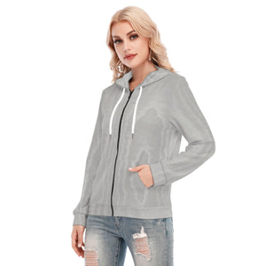 Silver Moire Hoodie With Zipper