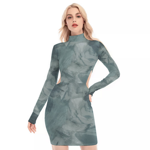 Teal Tye Dye Waist Hollow Hip Dress