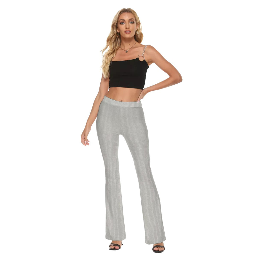 Silver Moire Skinny Flare Pants