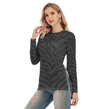 Load image into Gallery viewer, Midnight Zebra Side Split Fitted Long T-shirt