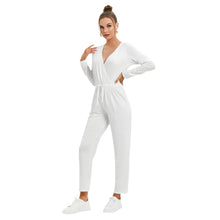 Load image into Gallery viewer, Just White V-neck High Waist Jumpsuit
