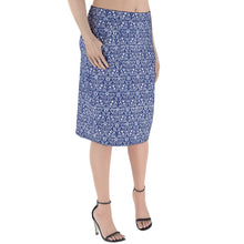 Load image into Gallery viewer, Navy Print Pencil Skirt