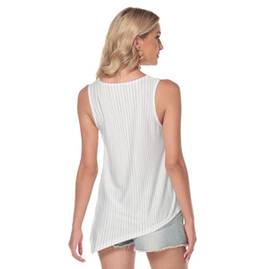 Multistripes in White Women's Irregular Hem Vest