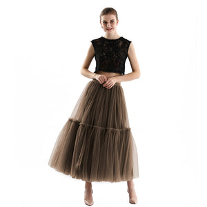 Maxi Long Tulle Skirt in Black Finesse