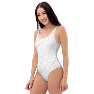 White Pattern One-Piece Swimsuit
