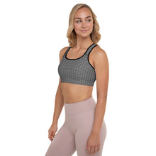 Load image into Gallery viewer, Grey on Black Logo Padded Sports Bra